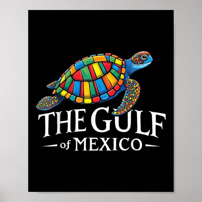 Affiche La Tortue De Mer Graphique Golfe Du Mexique N'Oubl (Devant)