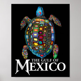 Affiche La Tortue De Mer Graphique Golfe Du Mexique N'Oubl