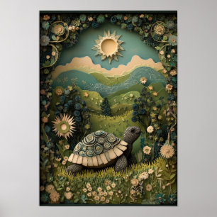 Affiche La Tortue L'art forestier estival ensoleillé