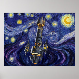 Affiche La Tour de guet Starry Night Space Station