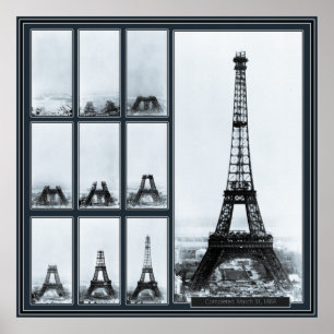 Affiche La tour de Gustav Eiffel en construction