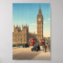 La Tour Horloge Big Ben Estampe Japonaise