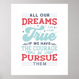 Affiche La typographie de lettrage rouge et bleu Dreams Ca