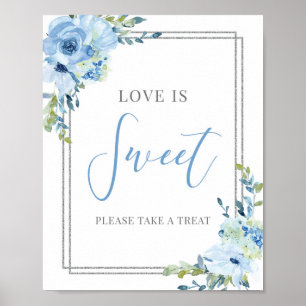 Affiche La typographie moderne l'amour bleu poussiéreux es