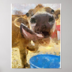 Affiche La vache lèchent la peinture