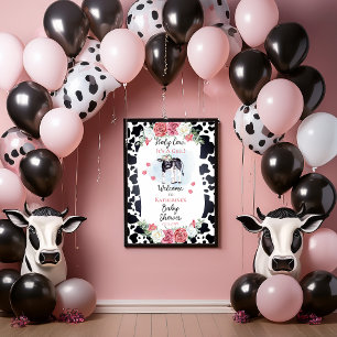 Affiche La vache sainte, c'est une fille Baby shower Accue