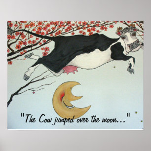 Affiche La vache sautée au-dessus de la copie de lune