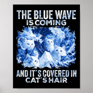 Affiche La Vague Bleue Vient Couverte De Cheveux De Chat D
