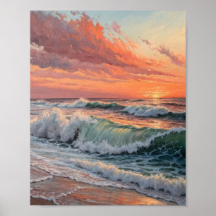 Affiche La Vague Dorée : Une Symphonie de Nuages Radieux