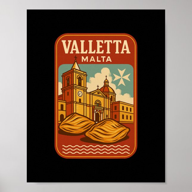 Affiche La Valette Malte Souvenir Nourriture Maltaise Et V (Devant)
