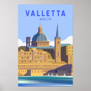 Affiche La Valette Malte Voyage Art Vintage