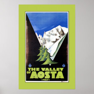 Affiche La vallée de l'affiche de voyage d'Alpes d'Aosta