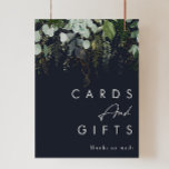 Affiche La verdure et la feuille d'or | Cartes et cadeaux<br><div class="desc">Nous avons conçu cette verdure et cette feuille d'or | carte marine foncée et poster cadeaux pour compléter votre simple mais élégante réception boho. Il présente des feuilles modernes d'eucalyptus vert et blanc, du feuillage de fougères, une fleur succulente et un minimum de feuilles de feuille d'or. Ces éléments donnent...</div>