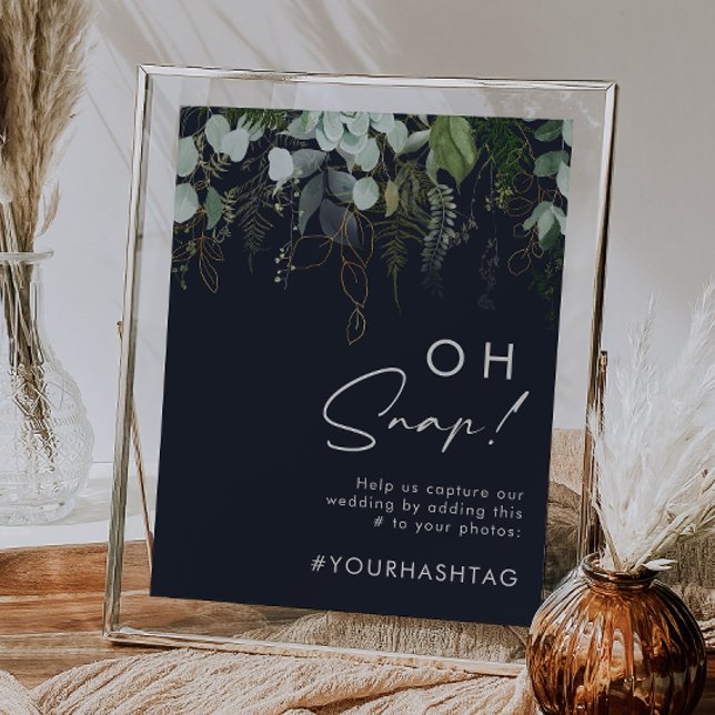 Affiche La verdure et la feuille d'or | Dark Navy Oh Snap  (Créateur téléchargé)