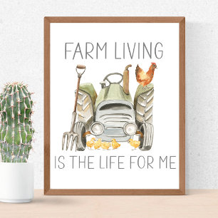 Affiche La vie à la ferme est la vie pour moi Aquarelle Po