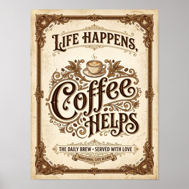 Affiche la vie arrive café aide (Devant)