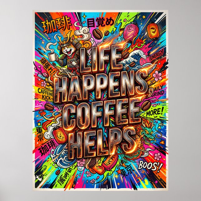 Affiche la vie arrive le café aide (Devant)