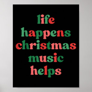 Affiche La vie arrive Musique de Noël aide Rétro Groovy Sa