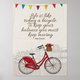 Affiche la vie, c'est comme rouler à vélo