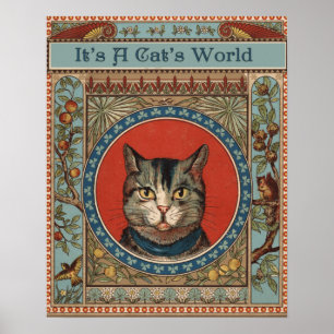Affiche La vie de chat vintage pour chat classique victori