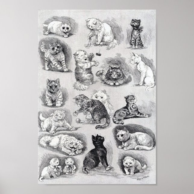 Affiche La vie de chaton au spectacle félin, Louis Wain (Devant)