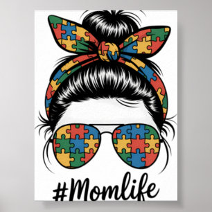 Affiche La vie de maman autiste Puzzle Chignon désordonné 