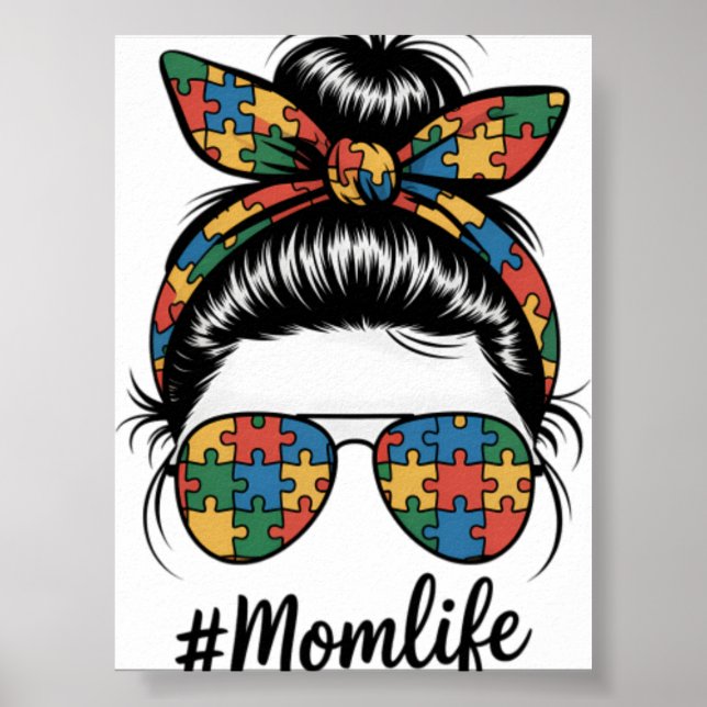 Affiche La vie de maman autiste Puzzle Chignon désordonné  (Devant)