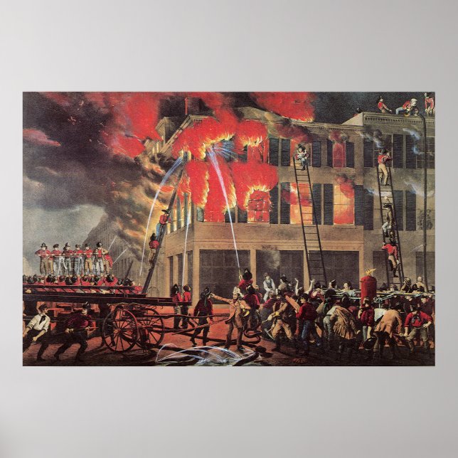 Affiche La vie d'un pompier, d'une entreprise Vintage (Devant)