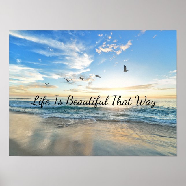 Affiche La vie est belle Vagues de l'océan Lever du soleil (Devant)