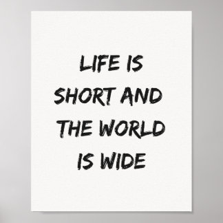 Affiche La vie est courte Citation de voyage Typographie m
