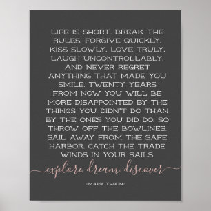 Affiche La vie est courte Rompre les règles Mark Twain Cit