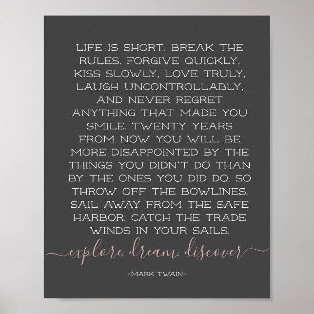 Affiche La vie est courte Rompre les règles Mark Twain Cit (Devant)