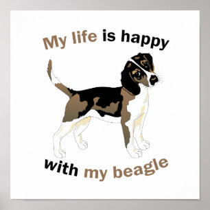 Affiche La vie est heureuse avec mon beagle