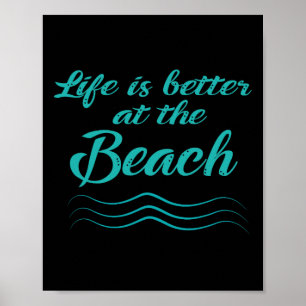 Affiche La Vie Est Meilleure À La Plage Surfer D'Été Homme