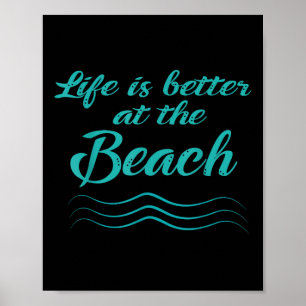 Affiche La Vie Est Meilleure À La Plage Surfer D'Été Homme