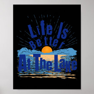 Affiche La vie est meilleure au lac Pêche en bateau Gif