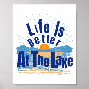Affiche La vie est meilleure au lac Pêche en bateau Gif