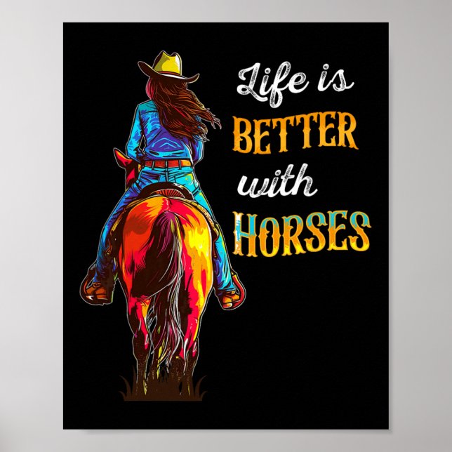Affiche La Vie Est Meilleure Avec Les Chevaux Équestres Fi (Devant)