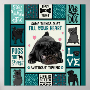 Affiche La Vie Est Meilleure Avec Les Chiens Carlin Couver