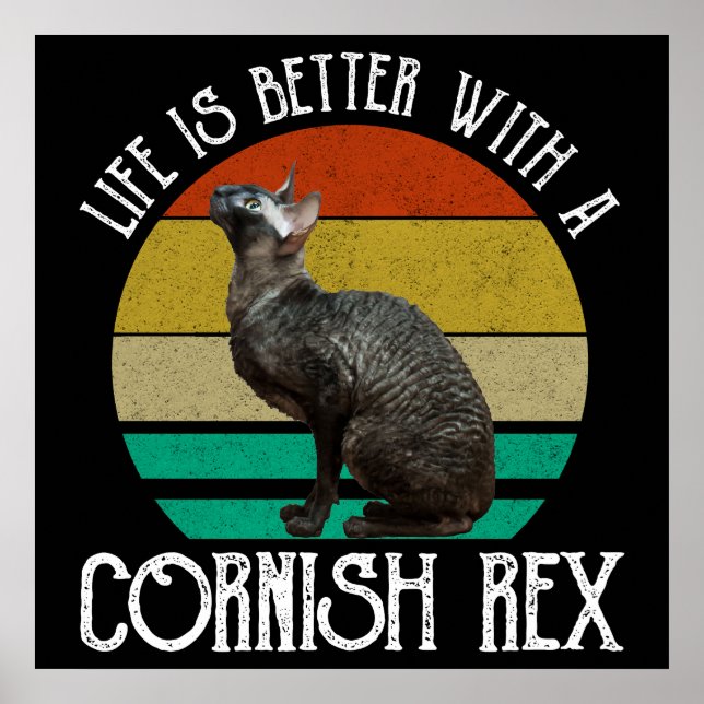 Affiche La vie est meilleure avec un Cornish Rex (Devant)