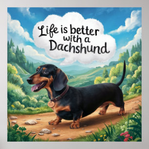 Affiche La Vie Est Meilleure Avec Un Dachshund