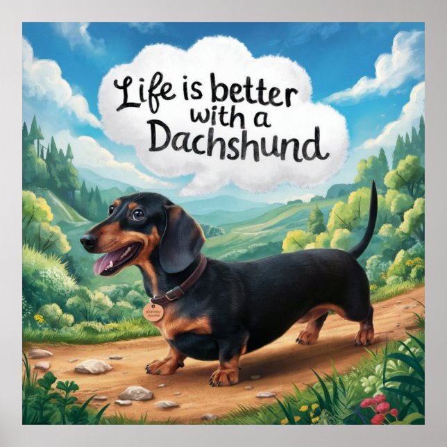 Affiche La Vie Est Meilleure Avec Un Dachshund (Devant)