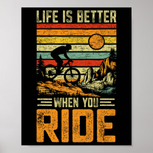 Affiche La vie est meilleure quand on roule en VTT rétro d