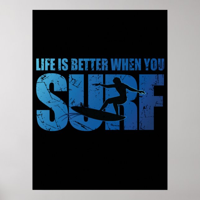 Affiche La Vie Est Meilleure Quand Vous Surf (Devant)