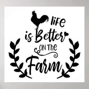 Affiche La vie est meilleure sur l'affiche du coq de ferme