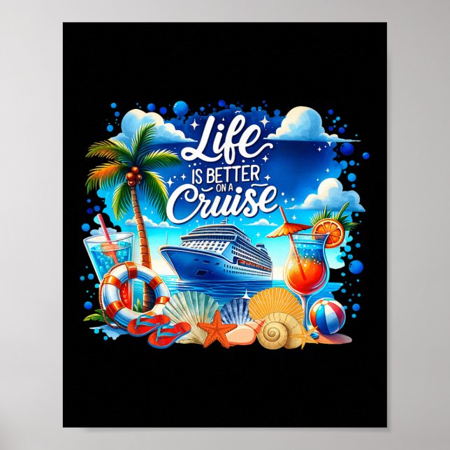 Affiche La Vie Est Meilleure Sur Une Croisière Hawaii Beac (Devant)