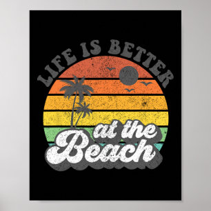 Affiche La Vie Est Mieux À La Plage Rétro Vacances Été