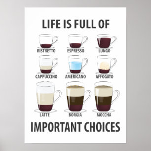 Affiche La vie est pleine de choix importants - Drôle café