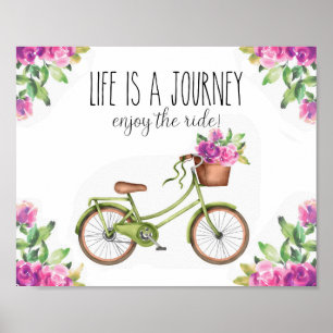 Affiche La vie est un voyage rose Magenta Bicyart
