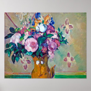 Affiche La vie morte avec les fleurs, Paul Cezanne
